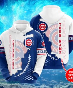 MLB Chicago Cubs Logo Design Blue White Hoodie Full Print Hoodie Custom Name BackSide Product Photo 1