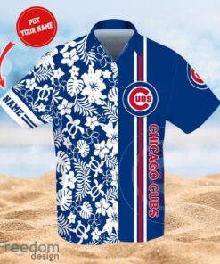 MLB Chicago Cubs Logo Design Flower Tropical Gifts For Fans Custom Name Shirt Hawaiian Shirt Product Photo 1