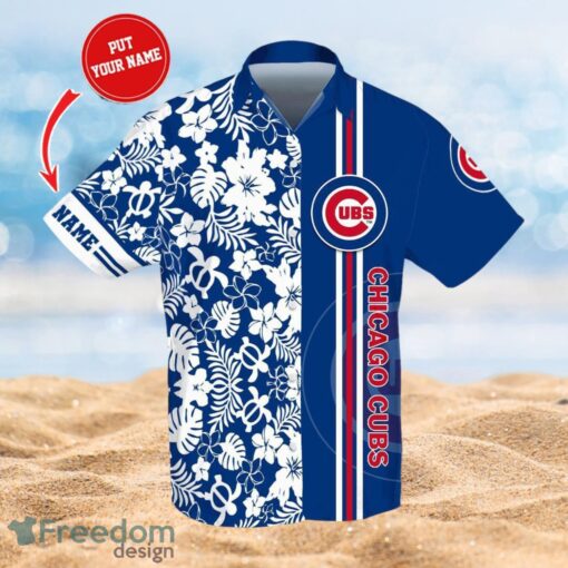 MLB Chicago Cubs Logo Design Flower Tropical Gifts For Fans Custom Name Shirt Hawaiian Shirt Product Photo 1