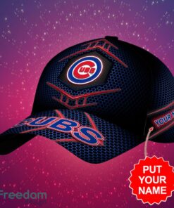 MLB Chicago Cubs Logo Design Honeycomb Pattern Custom Your Name Cap 3D Cap Product Photo 2