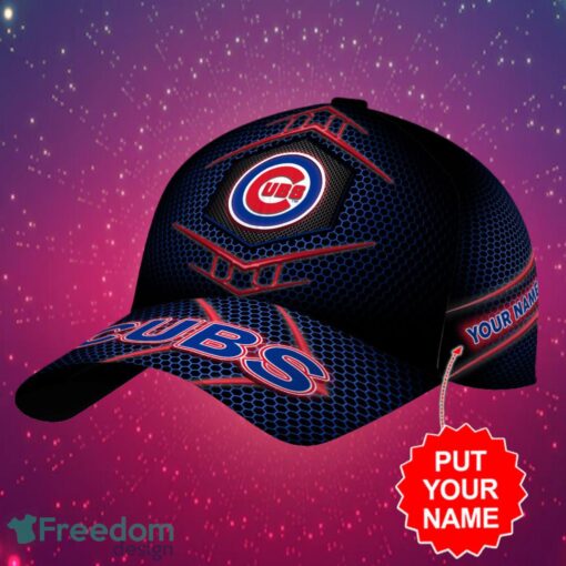 MLB Chicago Cubs Logo Design Honeycomb Pattern Custom Your Name Cap 3D Cap Product Photo 2