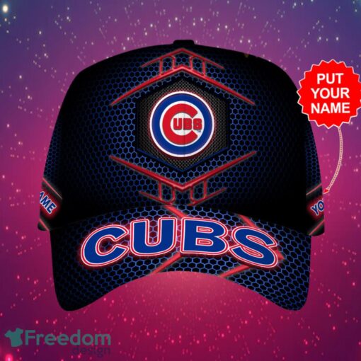 MLB Chicago Cubs Logo Design Honeycomb Pattern Custom Your Name Cap 3D Cap Product Photo 1