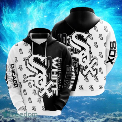 MLB Chicago White Sox Big Logo Design Black White Hoodie Full Print Hoodie Product Photo 1