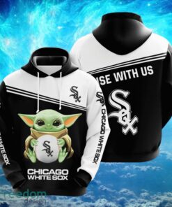 MLB Chicago White Sox Logo Design Baby Yoda Black White Hoodie Full Print Hoodie Product Photo 1