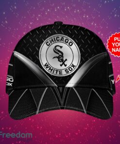 MLB Chicago White Sox Logo Design Black Cap Custom Your Name Cap 3D Cap