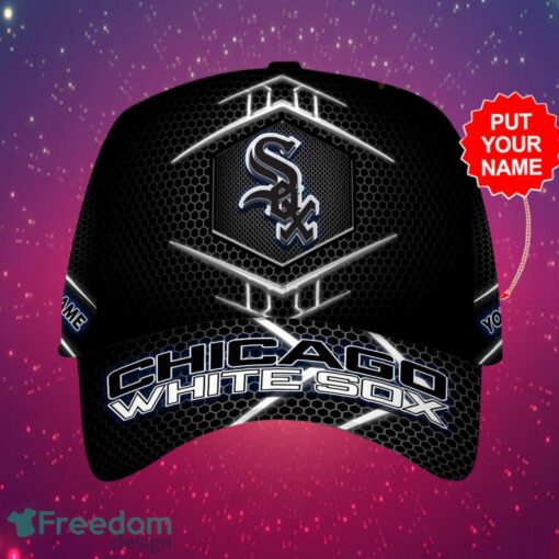 MLB Chicago White Sox Logo Design Honeycomb Pattern Custom Your Name Cap 3D Cap Product Photo 2