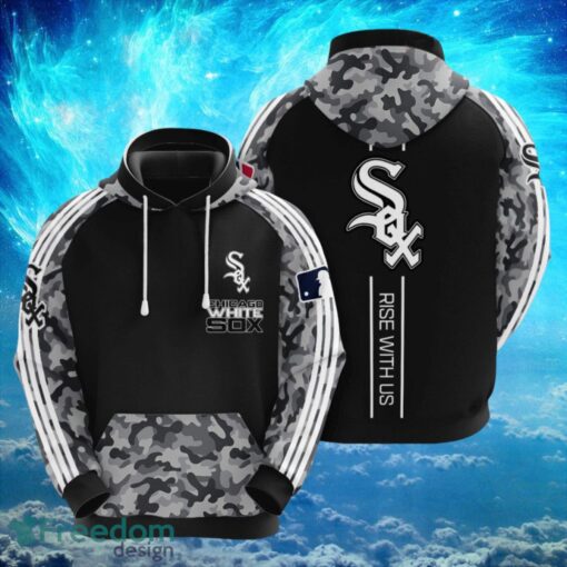 MLB Chicago White Sox Logo Design Rise With Us Black Hoodie Full Print Hoodie Product Photo 1