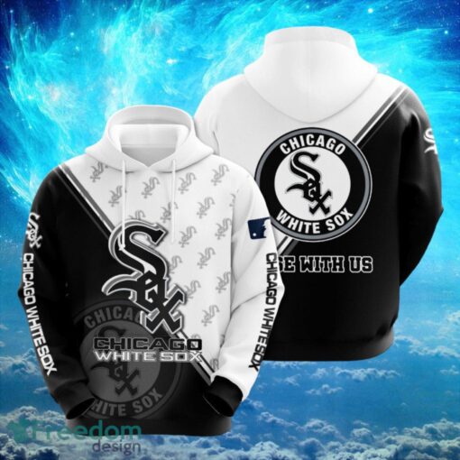 MLB Chicago White Sox Logo Design Rise With Us Black White Hoodie Full Print Hoodie Product Photo 1