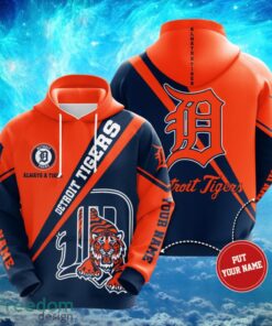 MLB Detroit Tigers Logo Design Black Orange Hoodie Full Print Hoodie Custom Name Product Photo 1