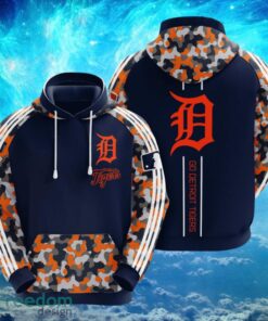 MLB Detroit Tigers Logo Design Blue Camo Hoodie Full Print Hoodie