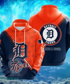 MLB Detroit Tigers Logo Design Blue Orange Hoodie Full Print Hoodie