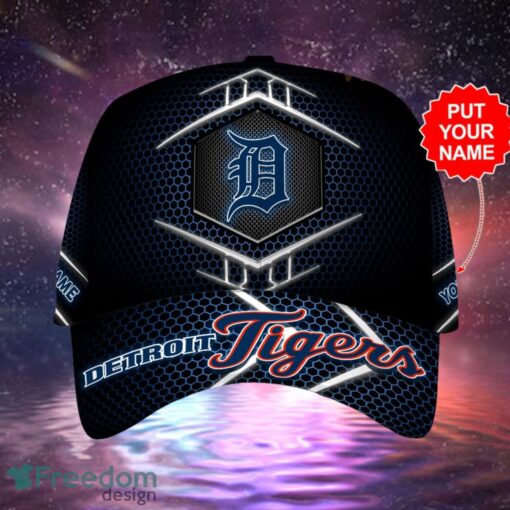 MLB Detroit Tigers Logo Design Gifts Black Cap Custom Name Cap Product Photo 1