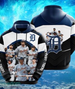 MLB Detroit Tigers Teams Logo Design Black White Hoodie Full Print Hoodie Product Photo 1