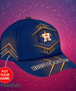 MLB Houston Astros Logo Design Honeycomb Pattern Blue Cap Custom Your Name Cap 3D Cap Product Photo 2