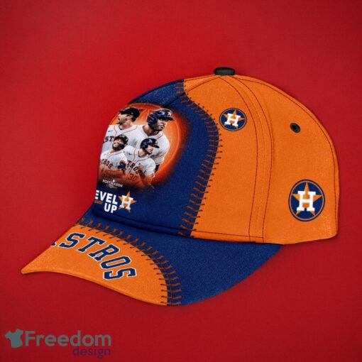 MLB Houston Astros Logo Design Level Up Orange Midnight Cap Gift For Fans 3D Cap Product Photo 2