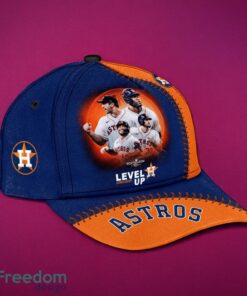 MLB Houston Astros Logo Design Level Up Orange Midnight Cap Gift For Fans 3D Cap Product Photo 3