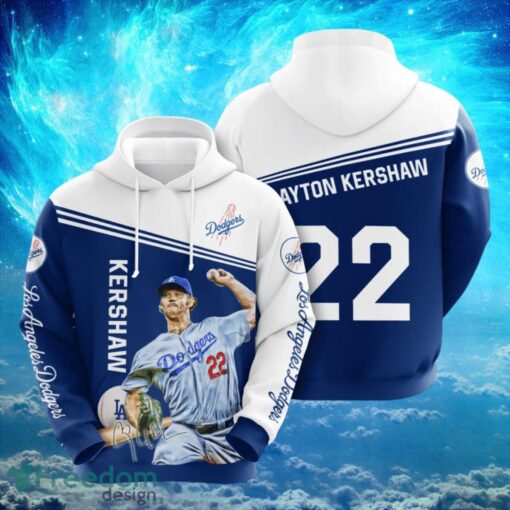 MLB Los Angeles Dodgers Logo Design 22 Kershaw Full Print Hoodie Product Photo 1