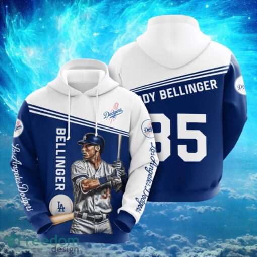 MLB Los Angeles Dodgers Logo Design 35 Bellinger Full Print Hoodie Product Photo 1