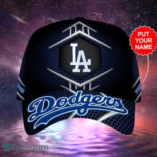 MLB Los Angeles Dodgers Logo Design Gifts Black Cap Custom Name Cap Product Photo 2