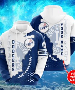 MLB Los Angeles Dodgers Logo Design White Blue Hoodie Full Print Hoodie Custom Name Backside Product Photo 1