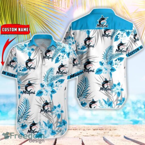 MLB Miami Marlins Hawaiian Shirt Flower Baseball Aloha Shirt Product Photo 1