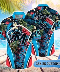 MLB Miami Marlins Hawaiian Shirt Flower Summer Tropical Aloha Shirt