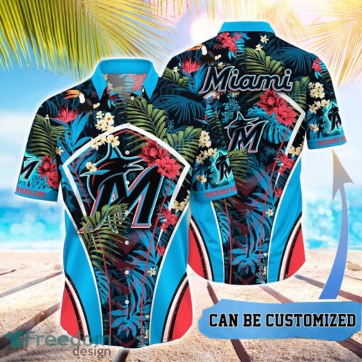 MLB Miami Marlins Hawaiian Shirt Flower Summer Tropical Aloha Shirt Product Photo 1