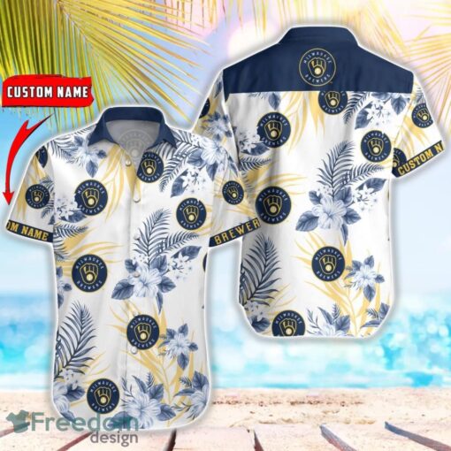 MLB Milwaukee Brewers Hawaiian Shirt Flower Baseball Aloha Shirt Product Photo 1