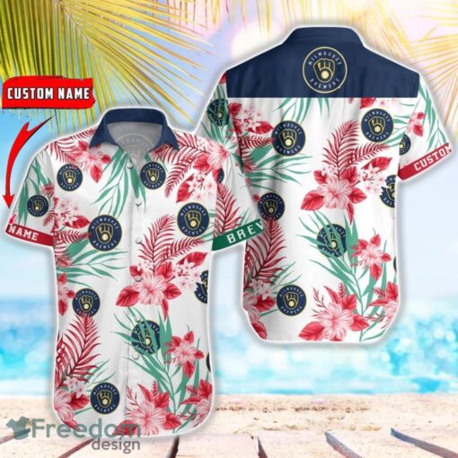 MLB Milwaukee Brewers Hawaiian Shirt Flower Baseball Shirt For Fans Product Photo 1