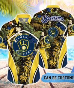 MLB Milwaukee Brewers Hawaiian Shirt Flower Summer Tropical Aloha Shirt