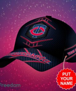 MLB Minnesota Twins Logo Design Honeycomb Pattern Custom Your Name Cap 3D Cap Product Photo 2