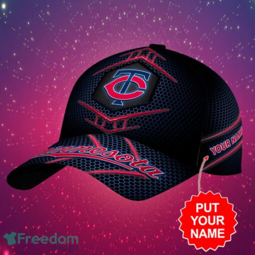 MLB Minnesota Twins Logo Design Honeycomb Pattern Custom Your Name Cap 3D Cap Product Photo 2