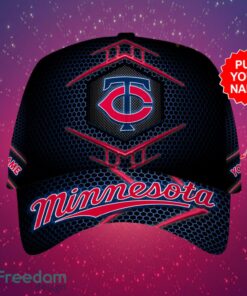 MLB Minnesota Twins Logo Design Honeycomb Pattern Custom Your Name Cap 3D Cap