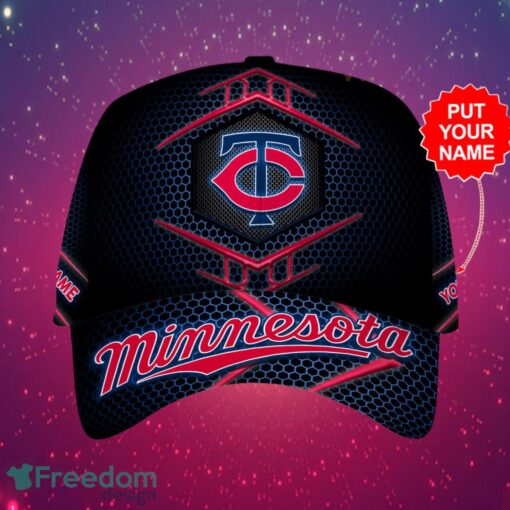 MLB Minnesota Twins Logo Design Honeycomb Pattern Custom Your Name Cap 3D Cap Product Photo 1