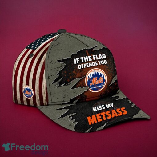 MLB New York Mets Logo Design American Flag Gray Cap 3D Cap Product Photo 2