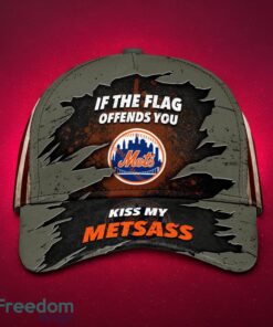 MLB New York Mets Logo Design American Flag Gray Cap 3D Cap