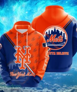 MLB New York Mets Logo Design Blue Orange Hoodie Full Print Hoodie Product Photo 1