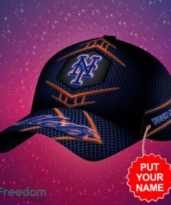 MLB New York Mets Logo Design Honeycomb Pattern Custom Your Name Cap 3D Cap Product Photo 2