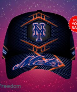 MLB New York Mets Logo Design Honeycomb Pattern Custom Your Name Cap 3D Cap Product Photo 1