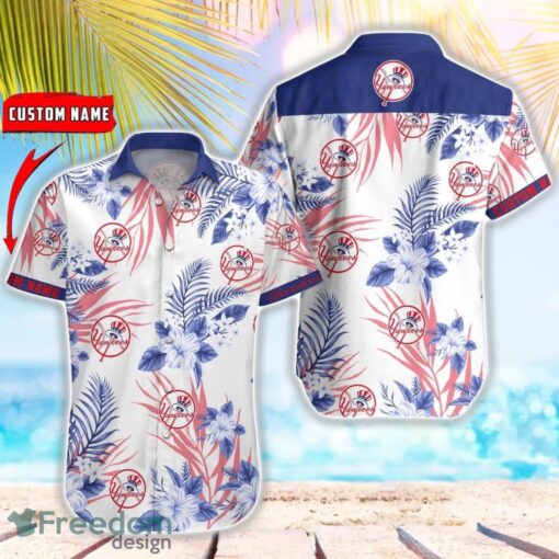 MLB New York Yankees Hawaiian Shirt Flower Baseball Aloha Shirt Product Photo 1