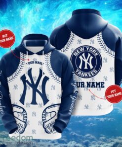 MLB New York Yankees Logo Design Baseball Gloves White Blue Hoodie Full Print Hoodie Custom Name Product Photo 1