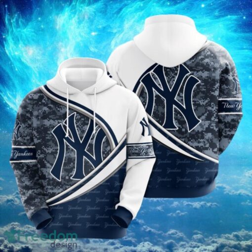 MLB New York Yankees Logo Design Blue White Hoodie Full Print Hoodie Product Photo 1