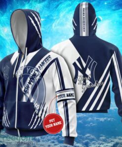 MLB New York Yankees Logo Design Blue White Hoodie Full Print Hoodie Custom Name Zip Up