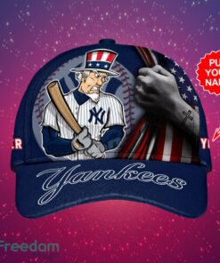 MLB New York Yankees Logo Design Bronx Bombers American Flag Custom Your Name Cap 3D Cap Product Photo 2