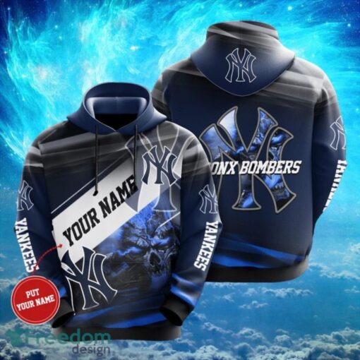 MLB New York Yankees Logo Design Bronx Bombers Dark Hoodie Full Print Hoodie Custom Name Product Photo 1