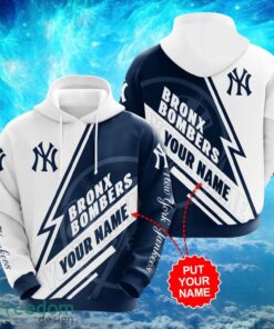 MLB New York Yankees Logo Design Bronx Bombers White Blue Hoodie Full Print Hoodie Custom Name