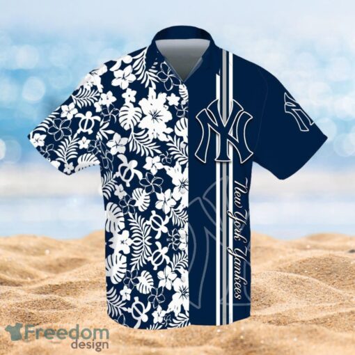 MLB New York Yankees Logo Design Flower Tropical Hawaiian 3D Shirt Product Photo 1