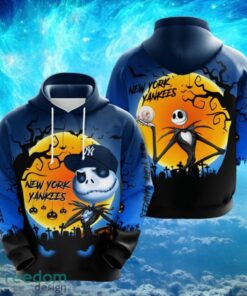 MLB New York Yankees Logo Design Skeleton Haloween Hoodie Full Print Hoodie Product Photo 1