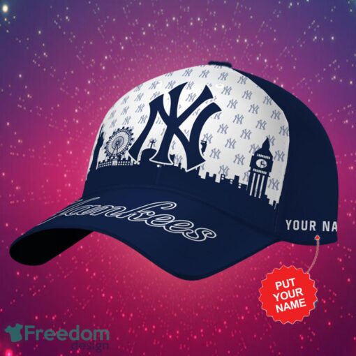 MLB New York Yankees Logo Design White Navy Cap Custom Name Cap 3D Cap Product Photo 1