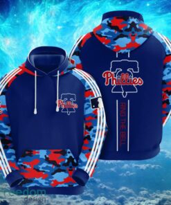 MLB Philadelphia Phillies Logo Design Blue Camo Hoodie Full Print Hoodie